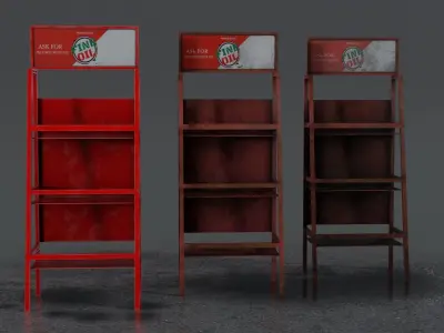 Motor Oil Stand Shelf Rack only - 3 Variants  New-Old-Aged Low-poly 3D model
