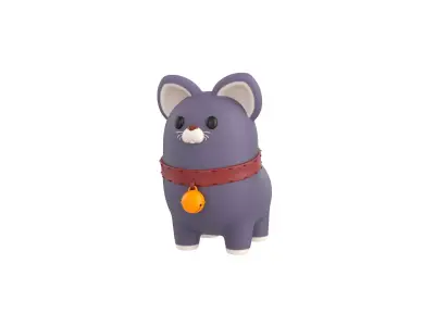 Gray Cat Character 3D model