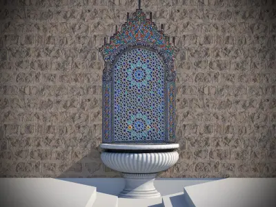 Fountain 5 game-ready with shadow Low-poly 3D model