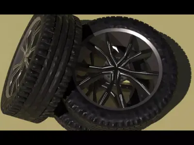 Car Wheel Low-poly 3D model 2