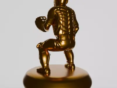 Baseball Player  Catcher in Defensive Stance  Print Ready 3D  3D print model