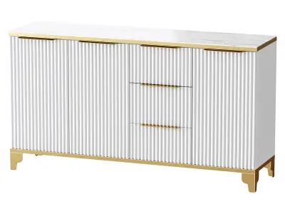 White Sideboard with Tempered Glass 3D model