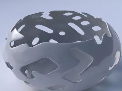 Bowl spheric squeezed wide with smooth cuts 3D print model