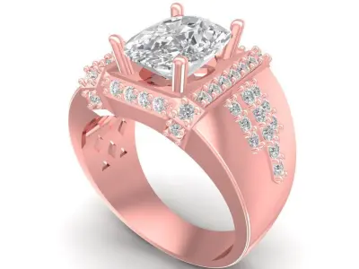 Luxury Oval Emerald Diamond Cocktail Ring for Women  2957 3D print model