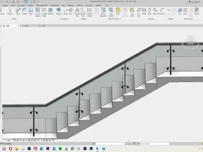 Modern Railing Revit Family 3D model