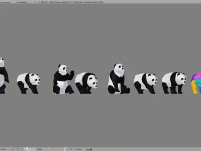 Panda Bear Low-poly 3D model