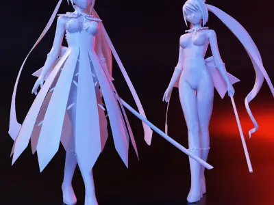 Anime two girls 3D print model