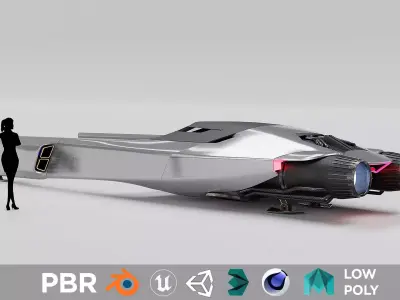 Space racer spaceship 3D low poly scifi Low-poly 3D model
