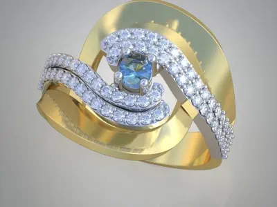 Diamond ring 0518 3D printable model7 Free 3D print model
