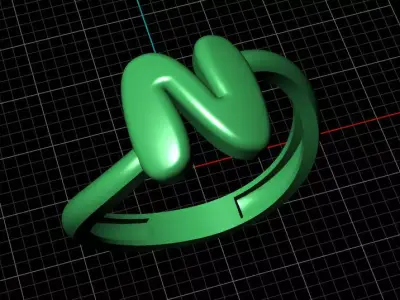 N alphabet bypass shell hallow ring 3D print model