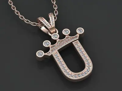 U letter pendant 3D print model