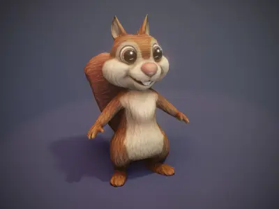 Cartoon Animated Squirrel 30 Animations 3D Model Low-poly 3D model