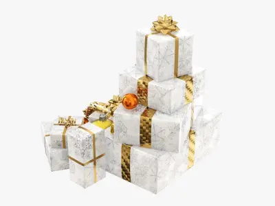 Decorated Christmas gifts 01 3D model