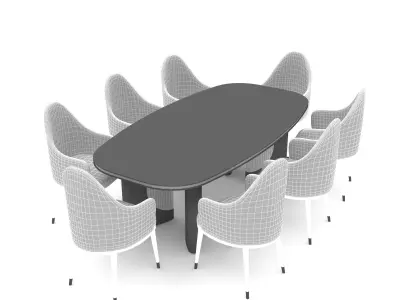 The classic table and chair set Low-poly 3D model