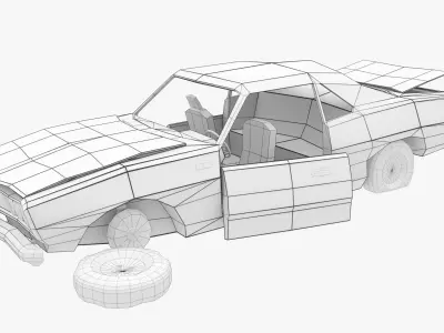 Destroyed Car Low-poly 3D model