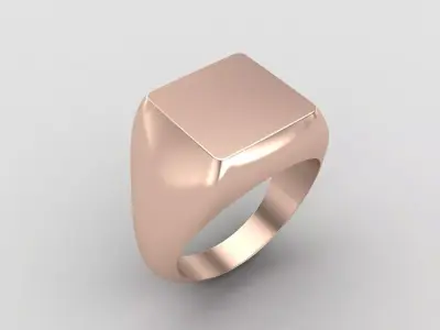 Square Signet Ring Base 10MM top in All sizes 197-MWC  3D print model
