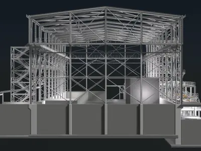 Industrial factory building in structure 25i27 3D model