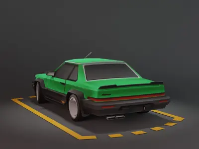 Retro 1970s Stylized Racing Car - Game-Ready  Car 3D Model Low-poly 3D model