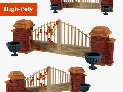 ranch gate high-poly 3D model