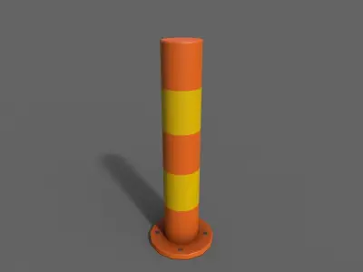 PBR Bollard OrangeYellow Low-poly 3D model