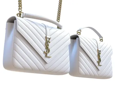 YSL Saint Laurent College Medium Chain Bag White Low-poly 3D model