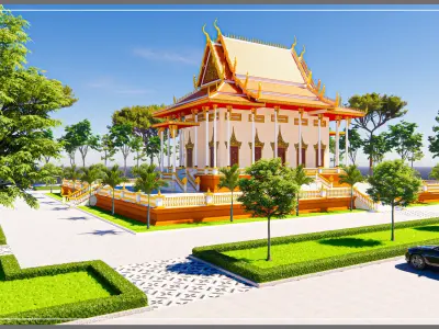 Khmer Pagoda Realistic Rendering And Modeling 3D model