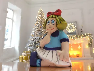 Broken Blue doll Statue low-poly PBR Ornament figurine VR-AR Low-poly 3D model