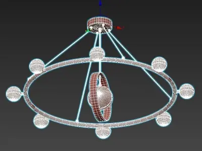 raise gold chandelier with glass balls 3D model