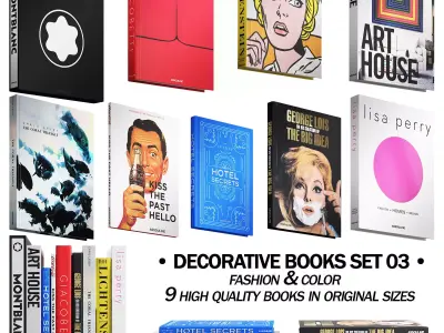 032 Decorative books set 03 fashion 00 3D model