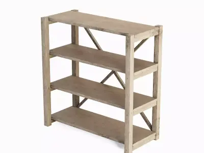 Wide Pottery Shelf 02 Low-poly 3D model