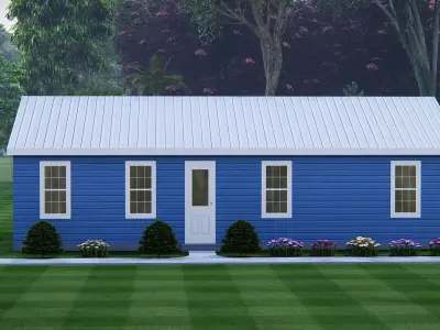 Barndominium Tiny House Exterior  Compact Barn Style Modern Home 3D model