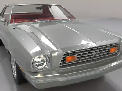 Mustang Ghia 1976 High Poly and Low Poly 3D model