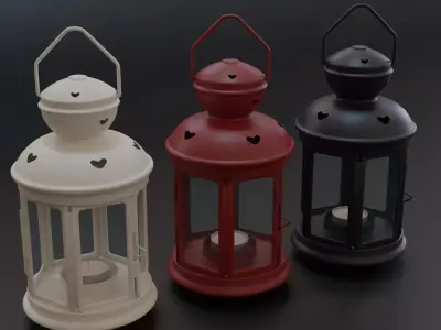Lantern with a Candle 3D model
