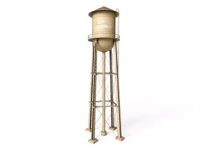 Water Tower Low-poly 3D model 3