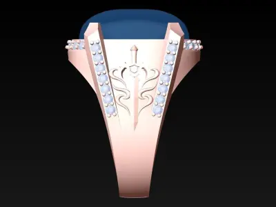 Oval stone ring - Mens Rings - N3857 3D print model