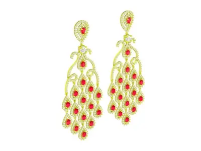 5835 asian luxury diamond earrings 3D print model