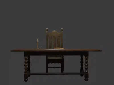 Antique Table Chair 3D model