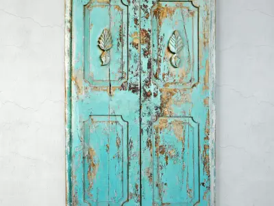 Vintage Blue Shutter Door 3D model