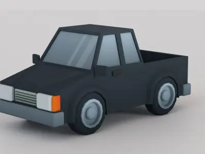 Cartoon Low Poly Car 03 - Pickup Truck Low-poly 3D model