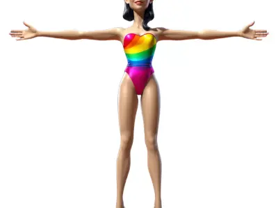 Rainbow Swimsuit Character model pack Low-poly 3D model
