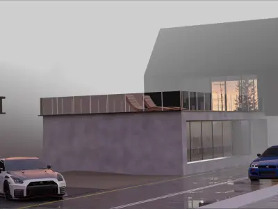 Nissan scene Low-poly 3D model