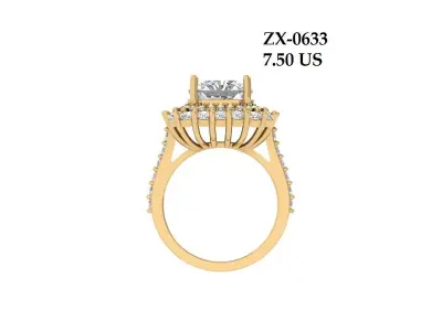 Asscher Artdeco  Ring 3D print model
