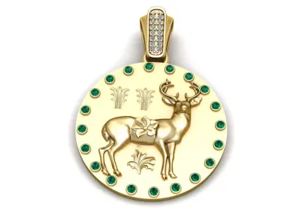 DEER ANIMAL COIN PENDANT 3D PRINTABLE MODEL  3D print model