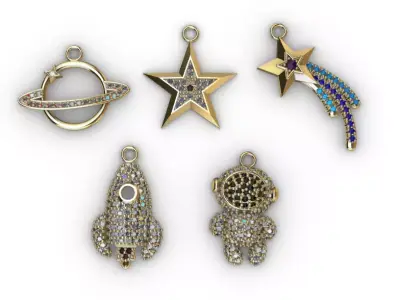 dijes- Colgantes paquete de 5 espacio -v- 3D print model