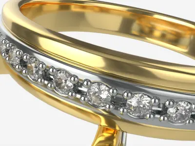 Gold Diamond Ring Jewelry 08 3D model