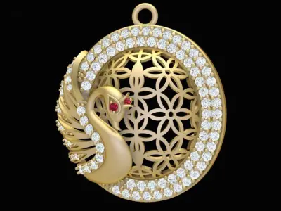 Luxury Diamond Swan Pendant Jewelry Design 1945 3D print model