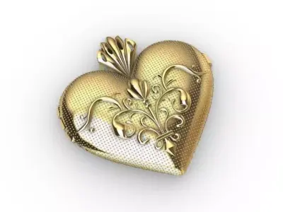 Ornamental Heart Pendant - Vintage Jewelry 3D Model 3D model