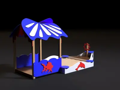 Sandbox boat with a house 3D model
