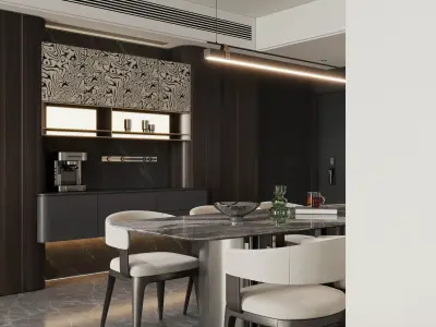 Modern Luxury Dining Room 031 3D model