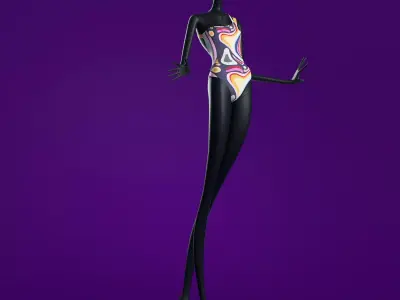 Woman Swimsuit VS One Shoulder One-piece 3D model